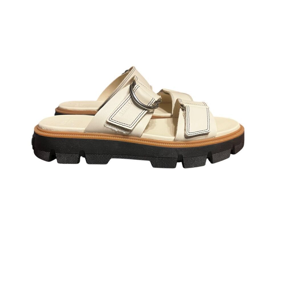 Sorel womans 9.5 Rein CB cream black Slide Sandal hiking travel walking camping